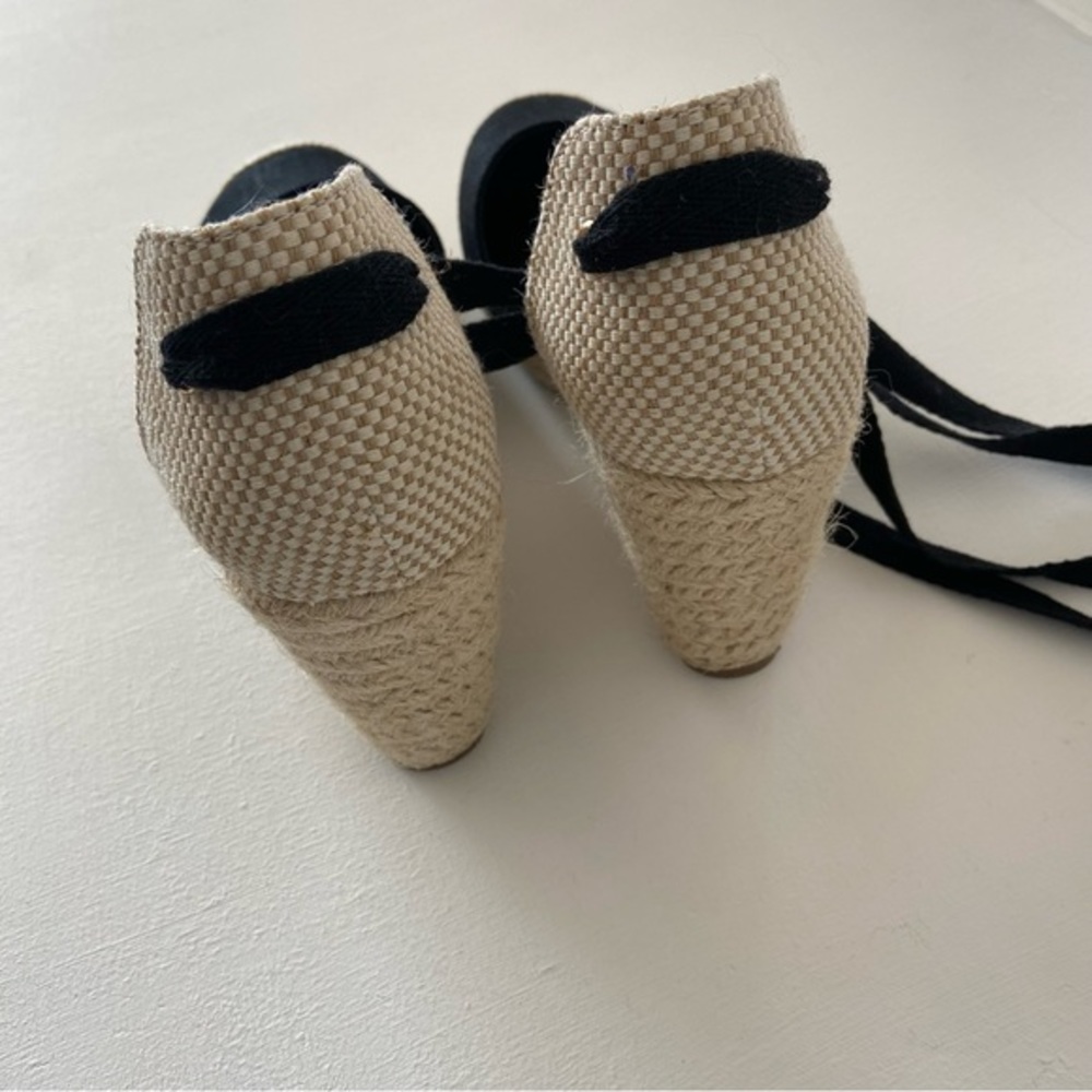 City Chic black and jute Espedrille wedges with black ribbon ties Size 39/8 - Picture 6 of 16